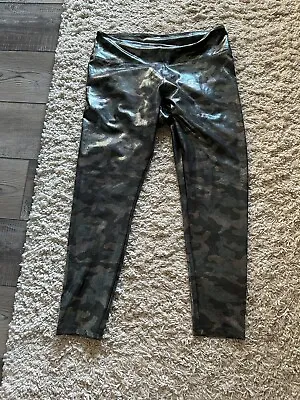 Express Leggings Metallic Camo Stretch Green Gray Size Large • $15