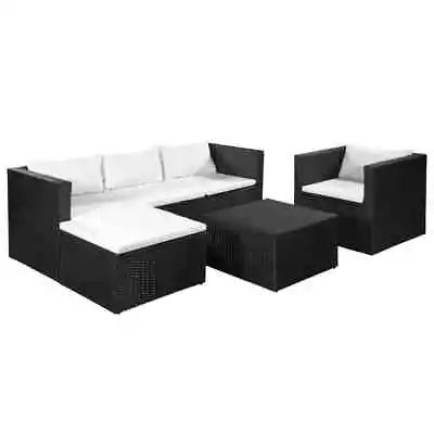 VidaXL 4 Piece Garden Lounge Set Poly Rattan Black And White • $983.99