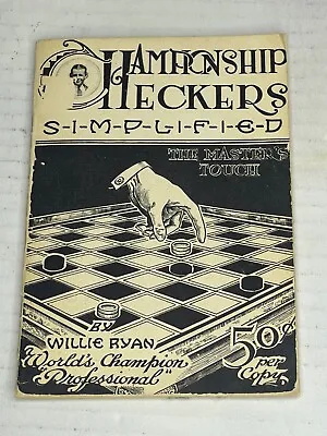 1937 Championship Checkers Simplified The Master's Touch Willie Ryan • $11.24