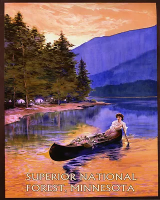 Minnesota Superior National Forest 16  X 20   Lady Canoe  Vintage Poster FREE SH • $22.15