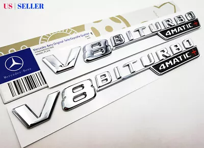 $22.22 • Buy V8 BiTurbo 4Matic+ Emblem Side Fender 3D Chrome Badge Mercedes Benz AMG CL63 E63
