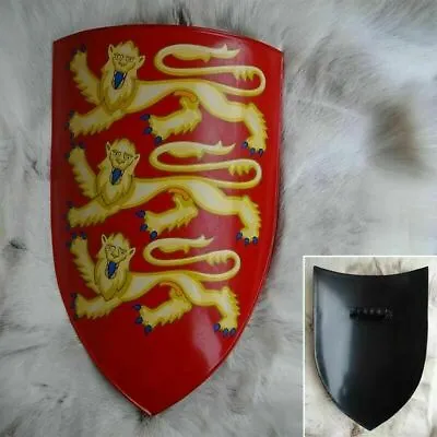 Medieval Warrior Steel Edward The First Shield Three Lion 28'' SE105 • £82.39