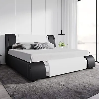$310.99 • Buy Modern Deluxe Platform Bed Frame With Iron Pieces Decor And Adjustable Headboard