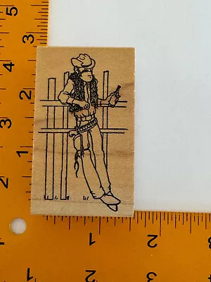 Cowboy At Fence With Beer Rubber Stamp By L.A. Stampworks - HTF! • $9.75