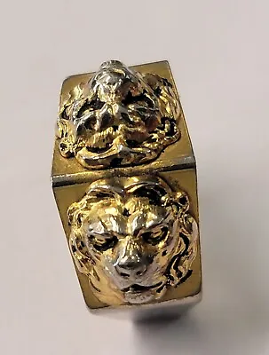 Vintage Double Lion Head Octagon Ring • $19.99