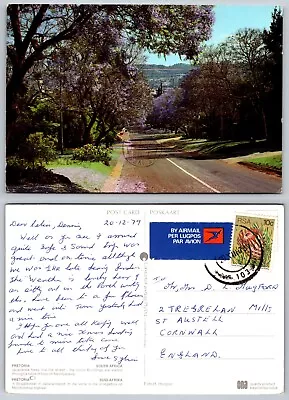 C22213 Jacaranda Trees Pretoria  South Africa  Postcard 1979 Stamp • £0.99