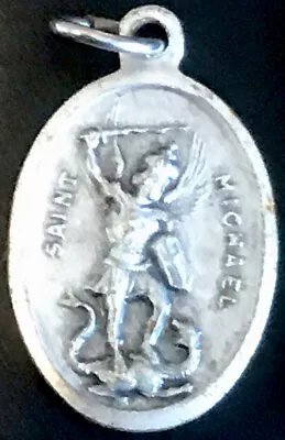 Vintage Catholic Saint St Michael Guardian Angel Silver Tone Medal Italy • $9.99