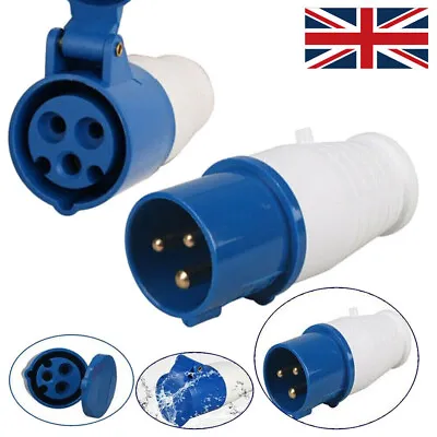 Mains Plug Hook Up Site Socket Adapter 240V 16A Caravan Motorhome Camper Van UK • £5.25