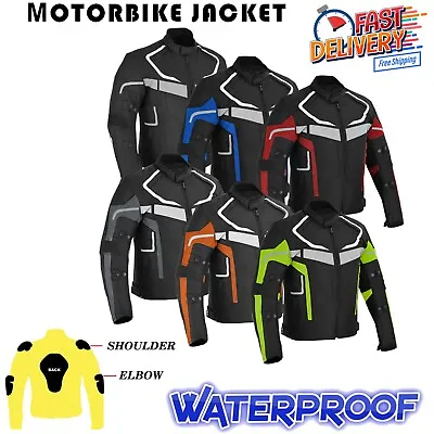 Men Motorcycle Motorbike Waterproof Cordura Jacket CE Textile Men Armours Riding • $44.19