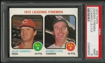 1973 Topps #68 Leading Firemen Carroll Lyle Reds Yankees Psa 9 Vintage High End • $27.99