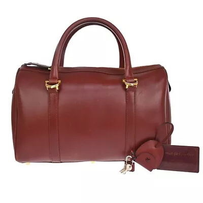 $268 • Buy Cartier 2C Logos Hand Boston Bag Leather Bordeaux Gold-Plated Spain 63GA062