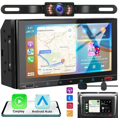 7  Car Radio Apple Carplay Andriod Auto Stereo Touch Screen Double 2Din+Camera • $61.99