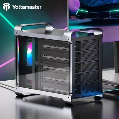 Yottamaster 5 Bay RGB Hard Drive Enclosure Type B Fr 2.5  3.5  SATA HDD SSD 80TB • $204.79