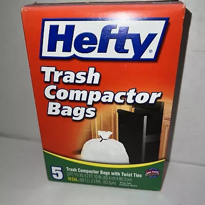 Hefty Trash Compactor Twist Tie Bags 18 Gallon 5 Count Hard To Find • £20.27