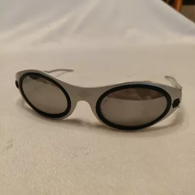 Vintage 90’s Killer Loop Volatile Silver Aluminum Round Sunglasses Action Movie • $150