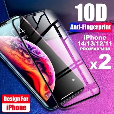 $7.85 • Buy X2 Screen Protector Iphone 14 13 12 11 Pro Max Mini Tempered Glass Full Coverage
