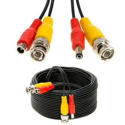 Security Camera Cable BNC CCTV Video Power DVR 10 20 30 50 75 100 FT Black Lot • $3.99