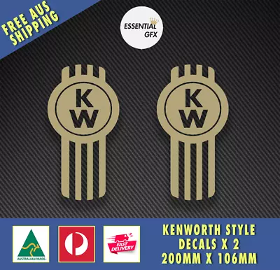 KENWORTH Style Decals X 2 200MM TALL GOLD - TRUCKS HEAVY HAULING SEMI STICKERS • $14.95
