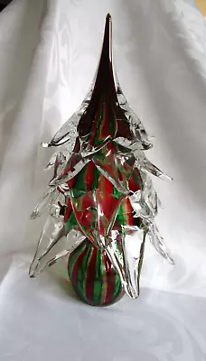 RARE Murano 13  Art Glass Christmas Tree GAMBARO & POGGI RED GREEN GOLD FLAW • $150