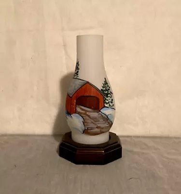 Vintage Wooden Candle Holder Candlestick Taper Glass Hurricane Chimney Tabletop • $11.99