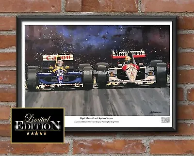 AYRTON SENNA NIGEL MANSELL Limited Edition Art Print By Greg Tillett F1 Size A3 • £34.99