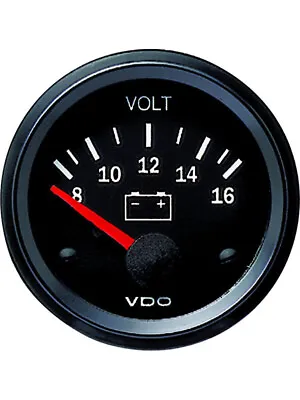 VDO Cockpit Vision Voltmeter 12V 8 - 16 Volt Dial 52mm Diam (332010004) • $68.70