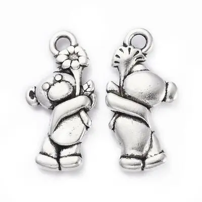 £2.15 • Buy 10 X Tibetan Silver Teddy Bear Flower Pendants Charms Jewellery Making 
