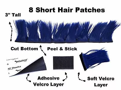 Helmet Hawks- Motorcycle Helmet Mohawk (8) Hair Patches Customize Colors • $18.95