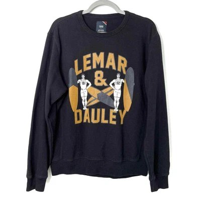$55 • Buy Lemar & Dauley | Men's Black Graphic Surf Print Pullover Crewneck Sweatshirt L 