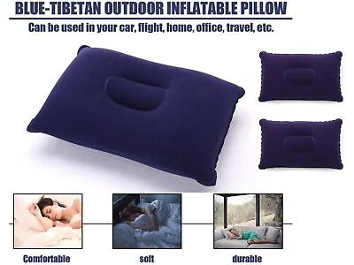 NAVY Blow UpTravel Pillows Inflatable Neck Cushions Rest Support Camping Flight • £3.15