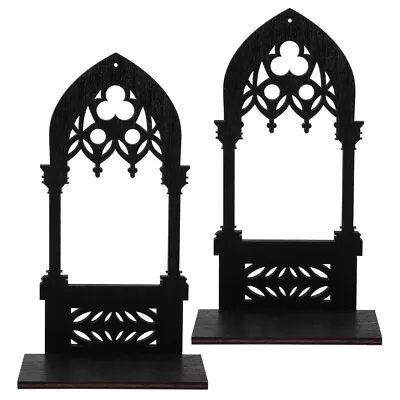  2 Pair Wood Gothic Crystal Shelf Iron Candlestick Holders Wall Stand • £12.79