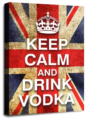 Keep Calm Art Print Red White Blue Drink Vodka Quote Framed Canvas Wall Picture • £29.99