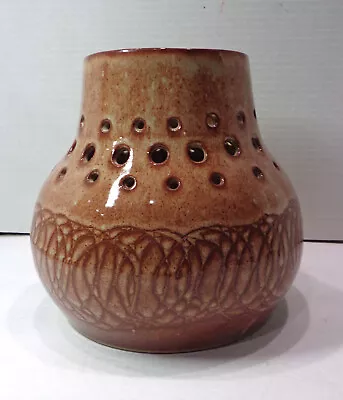 MCM Martz Marshall Studios 7  Tall Modern Reticulated Sgraffito Pottery Vase • $153.75