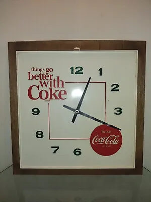 Vtg Coca-Cola Clock Things Go Better With Coke  For Parts 17  Square • $45