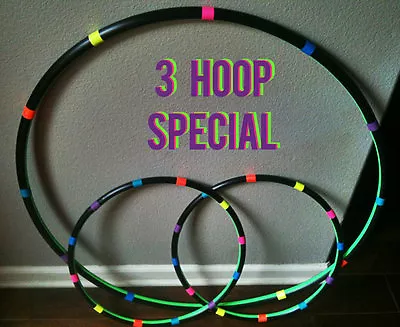 Rainbow LOT OF 3 HULA HOOPS - 1 Collapsible Adult Hoop & 2 Mini Arm Hoops • $54.99