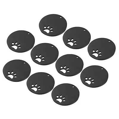 Metal Dog Paw Tags Stamping 1.18 X1.18  Black Blank Tags DIY Engraving 10pcs • $14.93