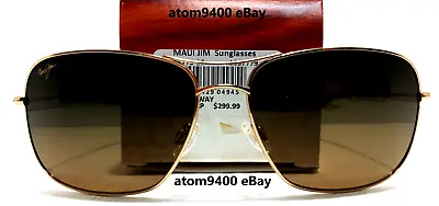 New Maui Jim ~ Breezeway ~ Aviator Sunglasses Gold Bronze Frame Hcl Bronze Lens • $204.95