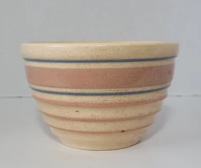 Vintage McCoy Beehive Mixing Bowl Pink Blue Stoneware Stripe USA E 1-5 • $22.45