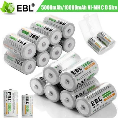 Lot 5000mAh/10000mAh Ni-MH C D Size Cell Rechargeable Batteries High Capacity • $85.99