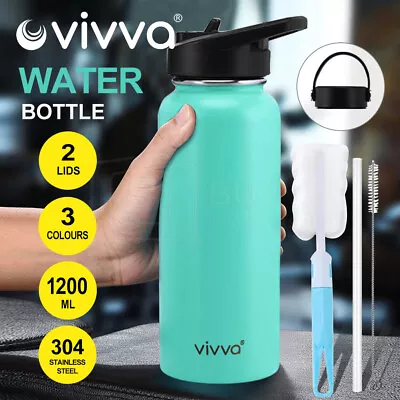 $25.94 • Buy Water Bottle Stainless Steel Double Wall Cycling Vacuum Insulated Drink Cup 1.2L