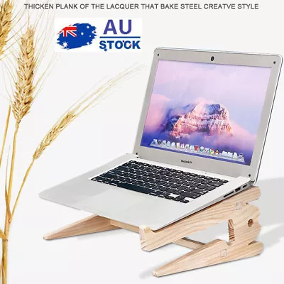 Wood Laptop Stand Cooling Pad For PC Notebook Computer Riser Wooden Holder Mo!AU • $22.99