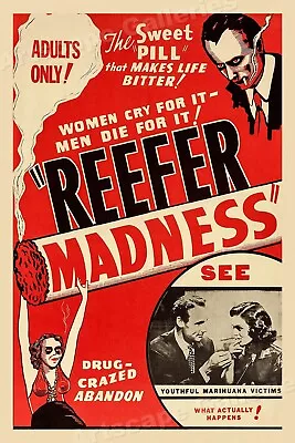 $24.95 • Buy  Reefer Madness  1950s Marijuana Adult Vintage Style Movie Poster  - 24x36