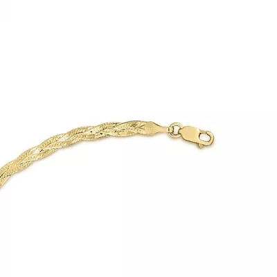 14kt Yellow Gold 3.2 MM BRAIDED FLEXIBLE HERRINGBONE 7  Chain Bracelet 1.8 GRAMS • £143.21