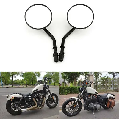 8mm Motorcycle 3  Round Black Rearview Mirror For Harley Dyna Bobber Chopper US • $31.15