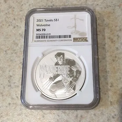 2021 Tuvalu $1 Marvel Wolverine 1 Oz Silver Coin - NGC MS 70 • $120