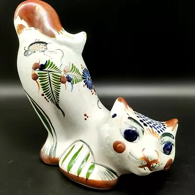 Signed Hand Painted Tonala Santana Mexico Cat Figure~Mexican Folk Art • $25