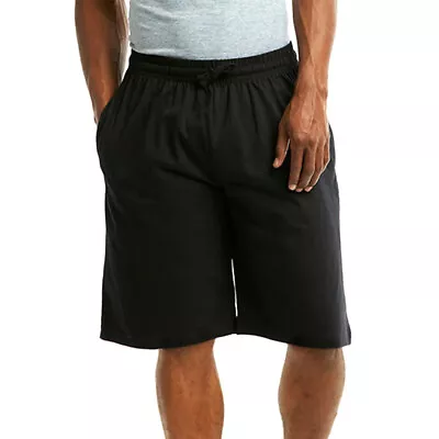 Men's Knitted Pajama Shorts 100% Cotton Lounge Pocket Casual Gym Workout Black M • $9.77