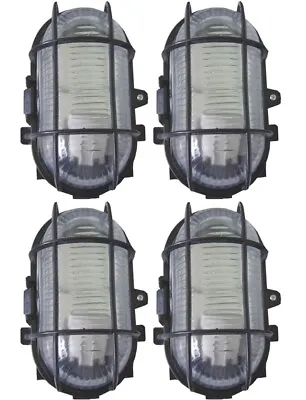 £19.25 • Buy 4 X Black Outdoor Garden Security Bulkhead Bulk Head Light Lamp Lantern 60w Ip44