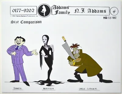 Addams Family Dead & Breakfast MODEL SHEET - SIZE COMPARISON GOMEZ MORTICIA HB • $14.07