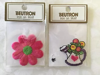 Beutron Iron On Motifs (set Of 2) Watering Can + Hot Pink Daisy • $5.50